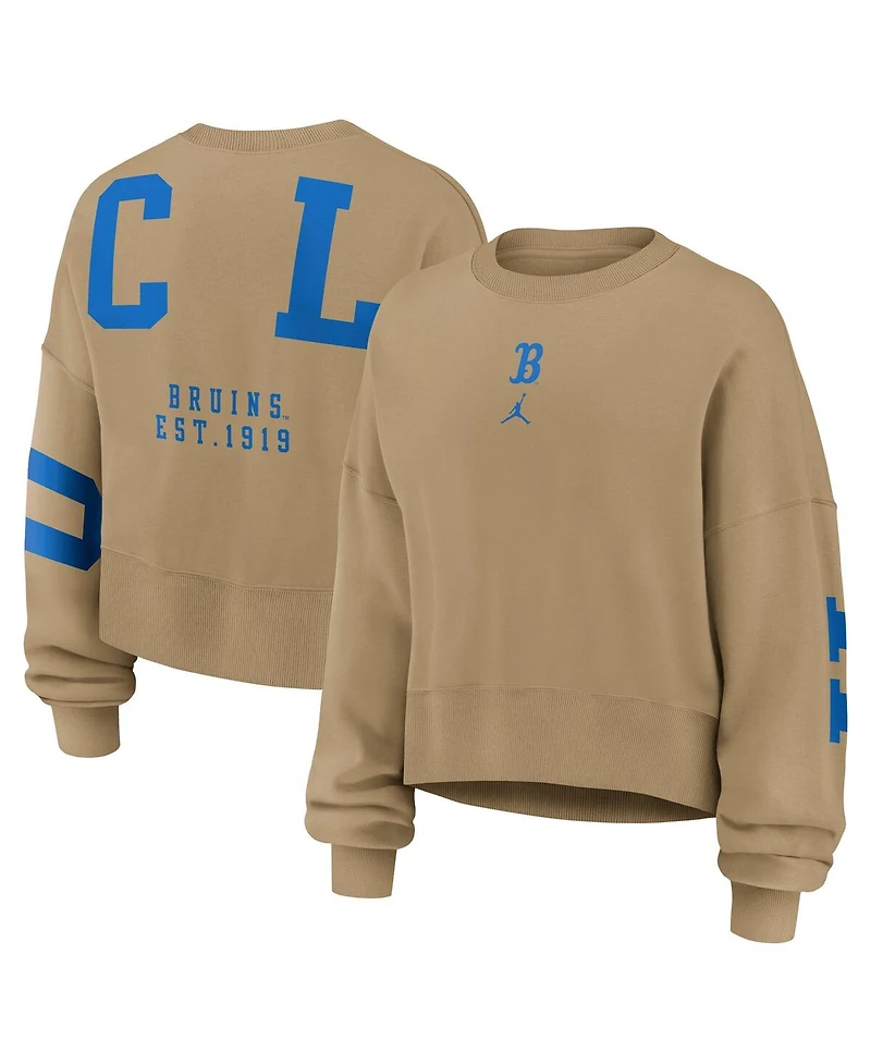 Jordan Women's Tan Ucla Bruins Oversized Phoenix 2-Hit Pullover Sweatshirt