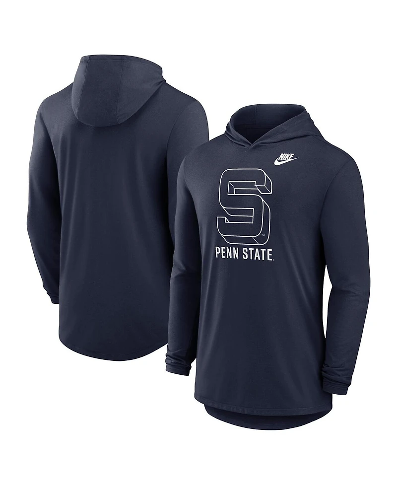 Nike Men's Navy Penn State Nittany Lions Legacy Tri-Blend Dri-fit Long Sleeve Hoodie T-Shirt