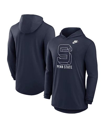 Nike Men's Navy Penn State Nittany Lions Legacy Tri-Blend Dri-fit Long Sleeve Hoodie T-Shirt