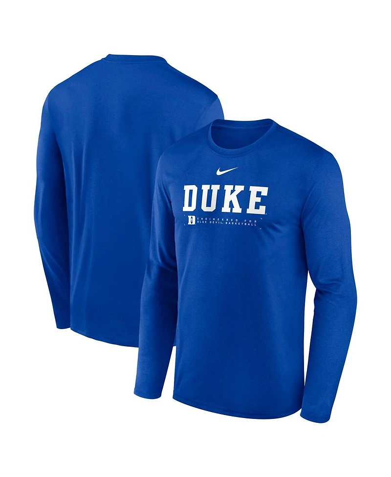 Nike Men's Royal Duke Blue Devils 2025 Courtside Basketball Shootaround Legend Dri-fit Long Sleeve T-Shirt