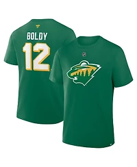 Fanatics Men's Matthew Boldy Kelly Green Minnesota Wild Authentic Stack Name Number T-Shirt