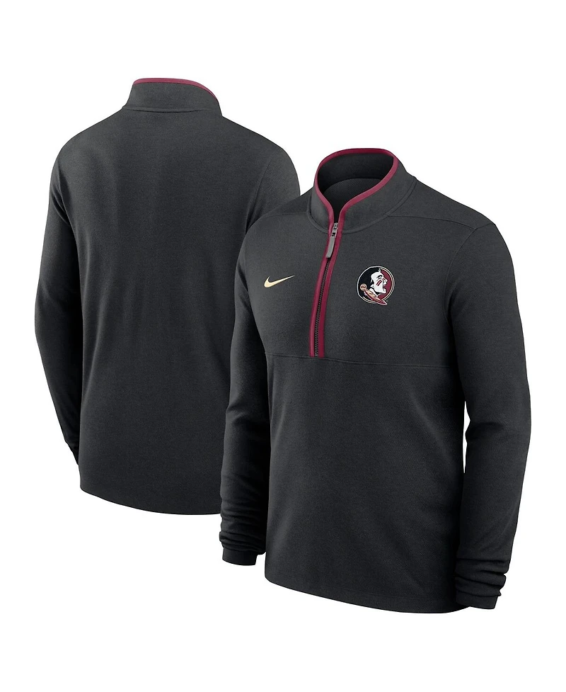 Nike Men's Black Florida State Seminoles Courtside Victory Dri-fit Half-Zip Pullover Hoodie