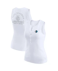 Wear by Erin Andrews Women's White Dallas Mavericks Rib-Knit Henley Tank Top