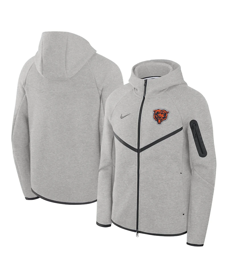 Nike Men's Heather Gray Chicago Bears Tech Fleece Full-Zip Windrunner Hoodie