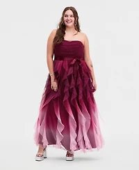 pear culture Trendy Plus Glitter Ombre Petal-Skirt Ball Gown