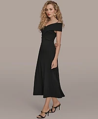 Donna Karan New York Women's Criss-Cross Off-Shoulder Dress