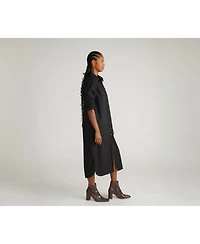 Universal Standard Womens Plus Odeon Stretch Poplin Shirtdress