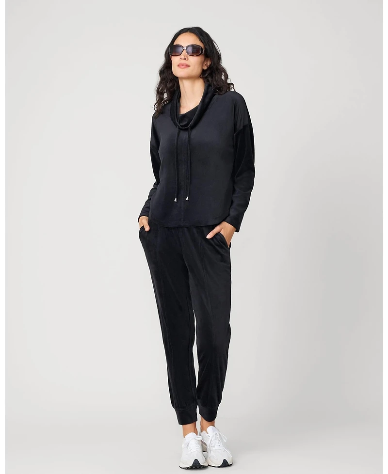 Cable & Gauge Women's Velour Cowlneck Jogger Set