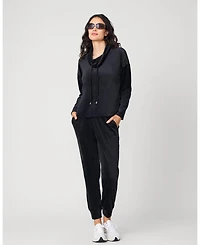 Cable & Gauge Women's Velour Cowlneck Jogger Set