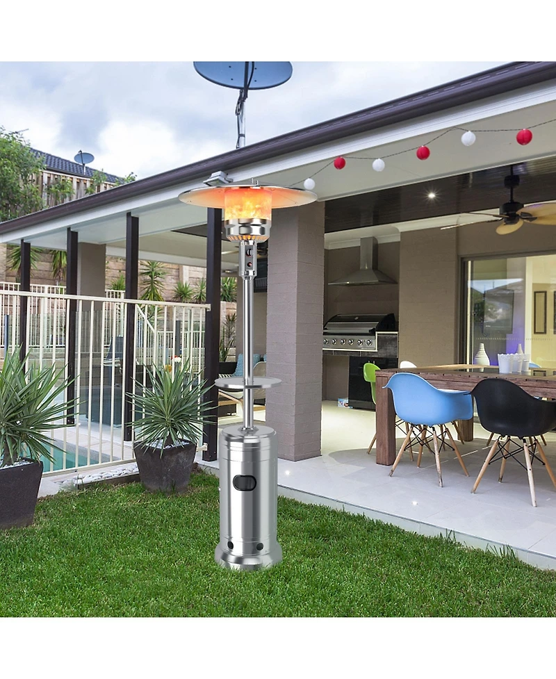 Outdoor Heater Propane Standing Lp Gas Steel with Table and Wheels