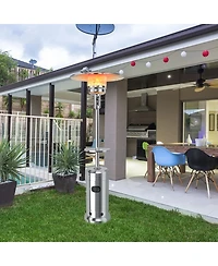 Outdoor Heater Propane Standing Lp Gas Steel with Table and Wheels