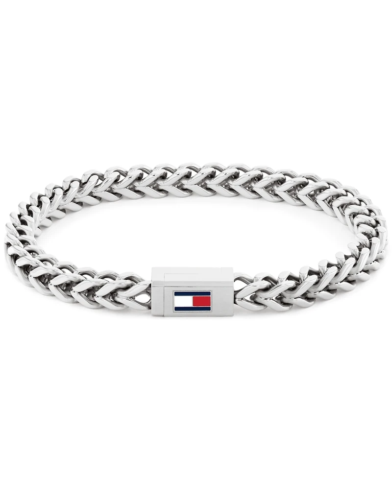 Tommy Hilfiger Men's Silver-Tone Stainless Steel Braided Bracelet