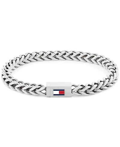 Tommy Hilfiger Men's Silver-Tone Stainless Steel Braided Bracelet