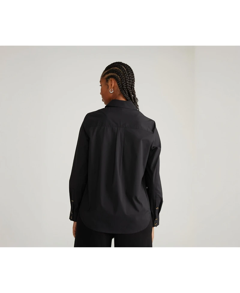 Universal Standard Plus Elbe Stretch Poplin Shirt Classic Fit