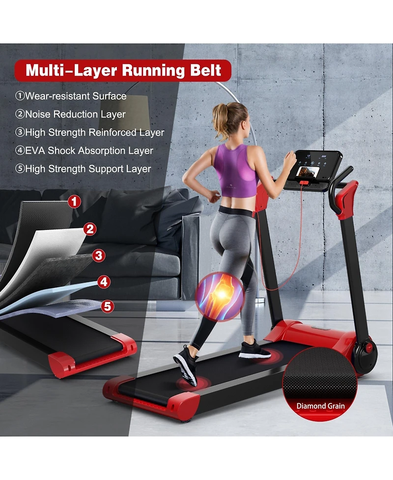 Skonyon 2.25 Hp Electric Motorized Folding Running Treadmill Machine with Led Display