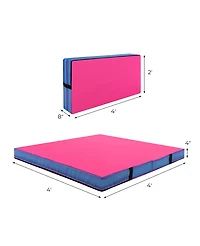 Sugift 4ft x 4ft x 4in Bi-Folding Gymnastic Tumbling Mat with Handles and Cover-Pink