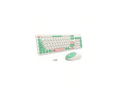 Risokeys Wireless Keyboard and Mouse Combo – 2.4GHz Cordless, Quiet Slim Set with Cute Round Keys for Laptop, Computer, Tv