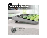 Risokeys Wireless Keyboard and Mouse Combo – 2.4GHz Cordless, Quiet Slim Set with Cute Round Keys for Laptop, Computer, Tv