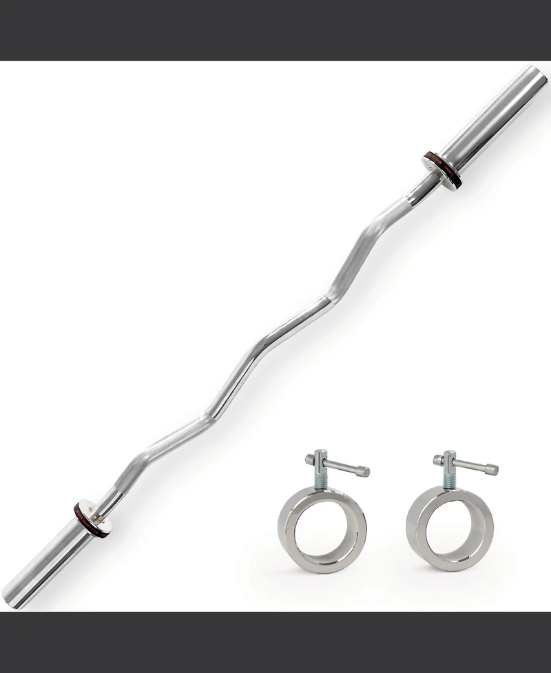 Sunny Health & Fitness 47” Olympic Ez Curl Bar