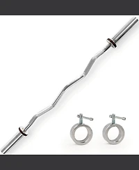 Sunny Health & Fitness 47” Olympic Ez Curl Bar