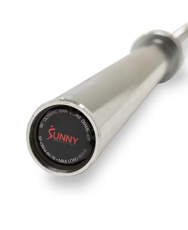 Sunny Health & Fitness 86” (7 ft) Olympic Barbell Bar with 28mm shaft diameter
