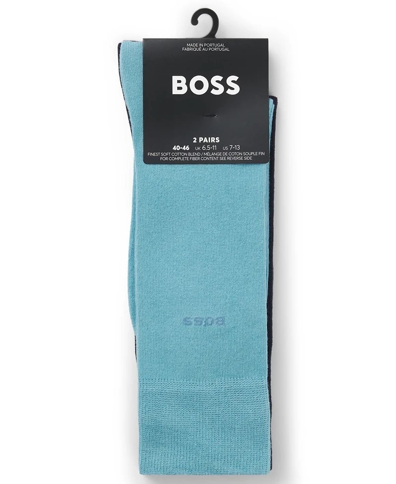 Hugo Boss Men's 2-Pack Uniform Color Regular Length Socks