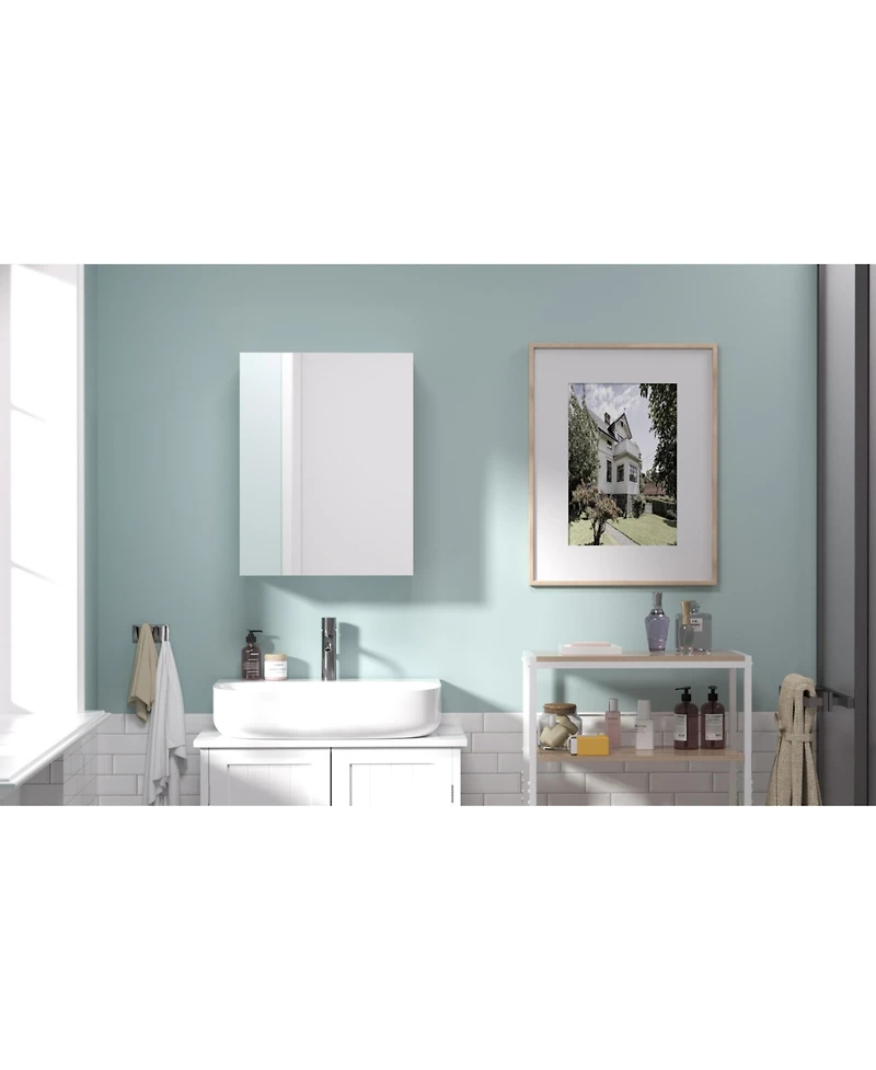 Hauschen Home 18x14 inch Bathroom Wall Cabinet, Saver Storage, Medicine Cabinet with 1 Door and Adjustable Shelves，Flat-Pack Design (White)