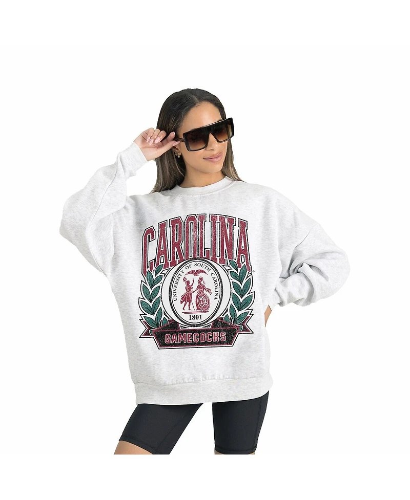 Gameday Couture Women's Gray South Carolina Gamecocks Premium Fleece Drop Shoulder Oversized Pullover Sweatshirt