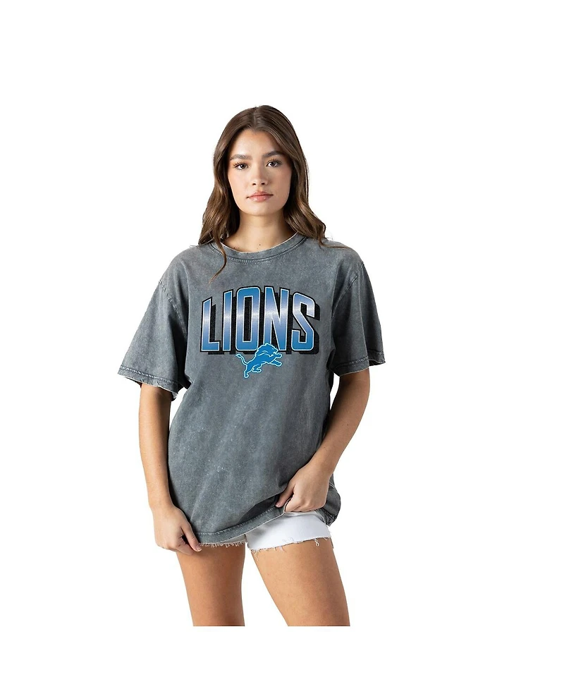 Gameday Couture Women's Gray Detroit Lions Peak Performance Oversized Snow Wash T-Shirt