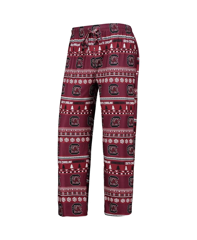 Concepts Sport Men's 2-Piece Garnet South Carolina Gamecocks Ugly Sweater Long Sleeve Top and Pants Sleep Set