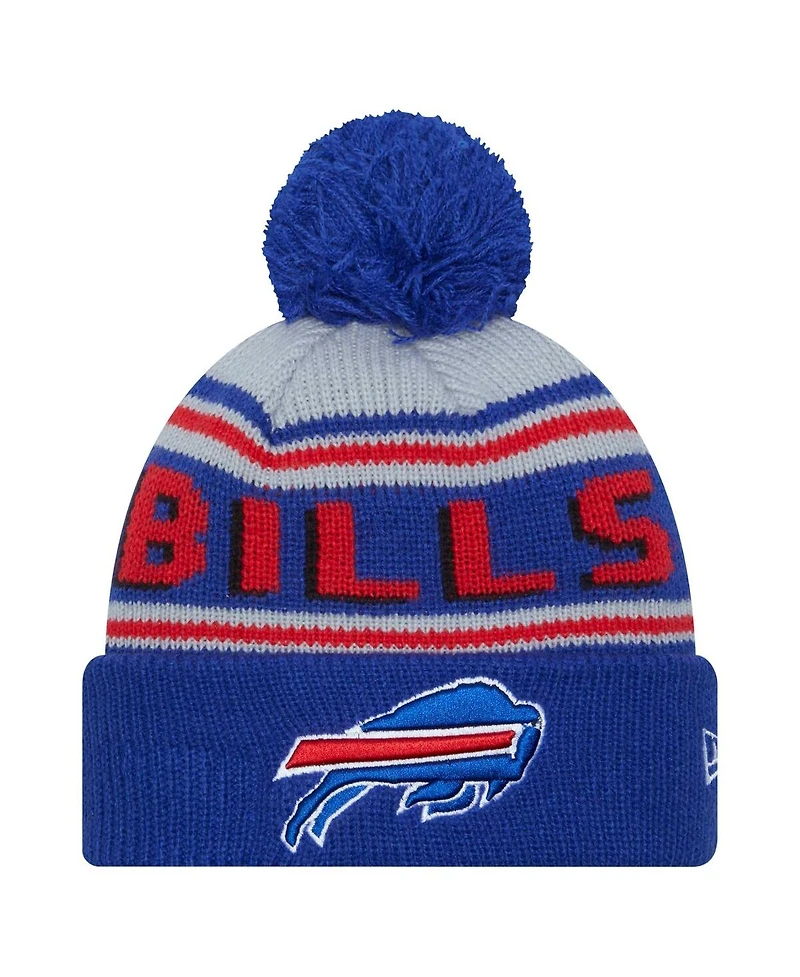 New Era Big Boys and Girls Royal Buffalo Bills Main Cuffed Knit with Pom Hat