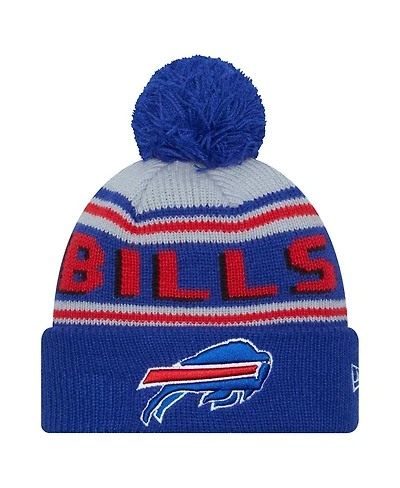 New Era Big Boys and Girls Royal Buffalo Bills Main Cuffed Knit with Pom Hat