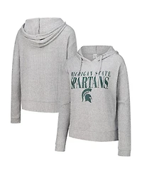 Concepts Sport Women's Heather Gray Michigan State Spartans Juniper Soft Modest Cropped Long Sleeve Hoodie Top