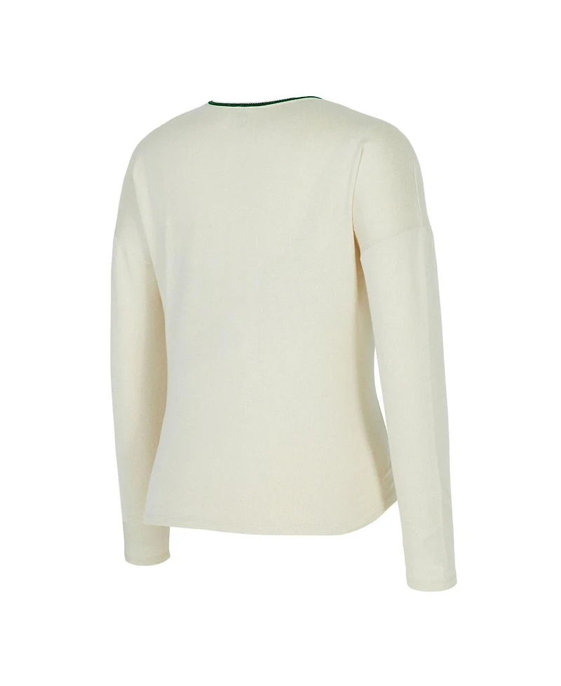 Concepts Sport Women's 2-Piece Cream Boston Celtics Kaki Hacci Knit Long Sleeve Top and Shorts Set