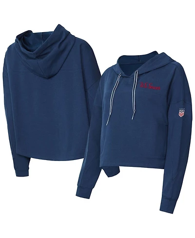 Concepts Sport Women's Navy Uswnt Elevation Tri-Blend Long Sleeve Pullover Hoodie