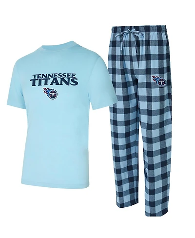 Concepts Sport Men's 2-Piece Light Blue/Navy Tennessee Titans Avondale T-Shirt and Flannel Pants Set