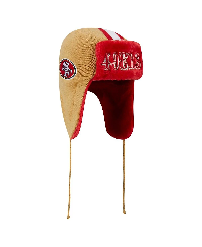 New Era Men's Gold San Francisco 49ers Helmet Head Trapper Knit Hat