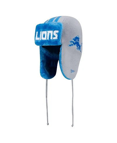 New Era Men's Gray Detroit Lions Helmet Head Trapper Knit Hat