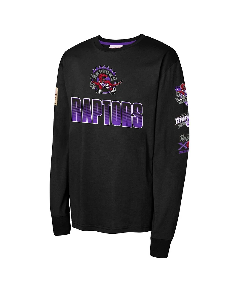 Mitchell & Ness Big Boys and Girls Black Toronto Raptors Hardwood Classics All Over Long Sleeve T-Shirt