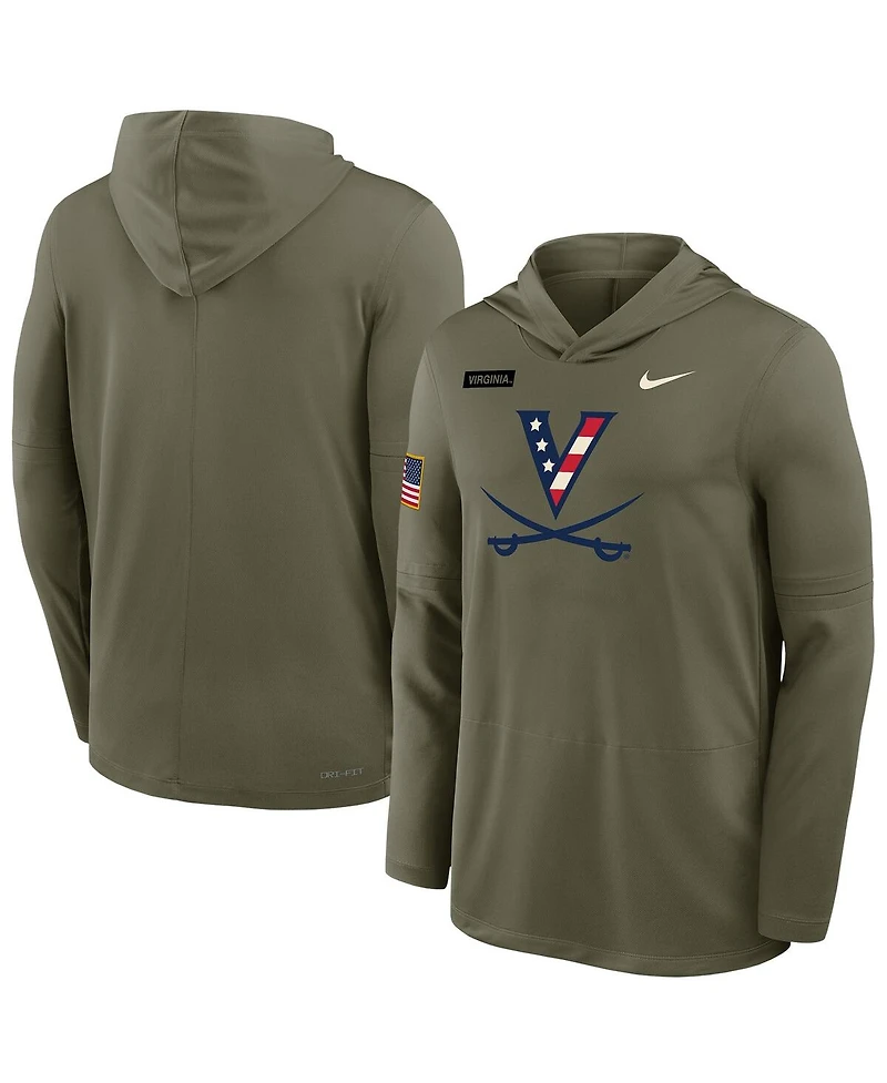Nike Men's Olive Virginia Cavaliers 2025 Military Appreciation Dri-fit Long Sleeve Hoodie T-Shirt