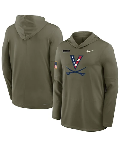 Nike Men's Olive Virginia Cavaliers 2025 Military Appreciation Dri-fit Long Sleeve Hoodie T-Shirt
