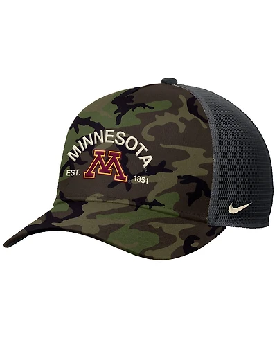 Nike Men's Camo Minnesota Golden Gophers 2025 Military Appreciation Rise Adjustable Trucker Hat