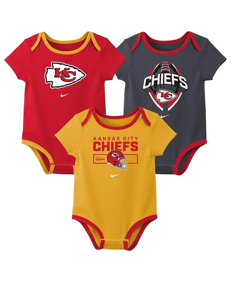 Nike Baby Boys and Girls 3-Pack Kansas City Chiefs Bodysuit Set