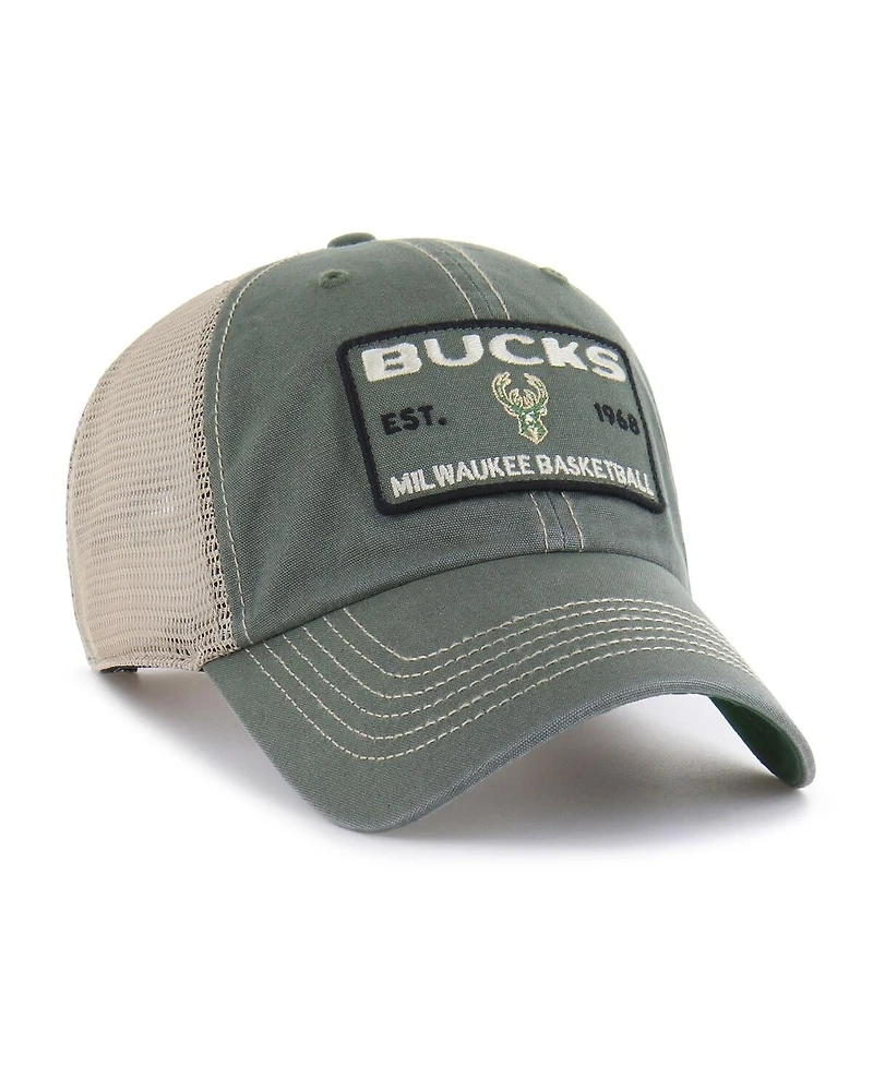 '47 Brand Men's Hunter Green/Tan Milwaukee Bucks Wabash Patch Clean Up Adjustable Hat