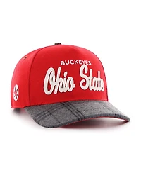 '47 Brand Men's and Women's Scarlet Ohio State Buckeyes Windowpane Plaid Collection Hitch Adjustable Hat