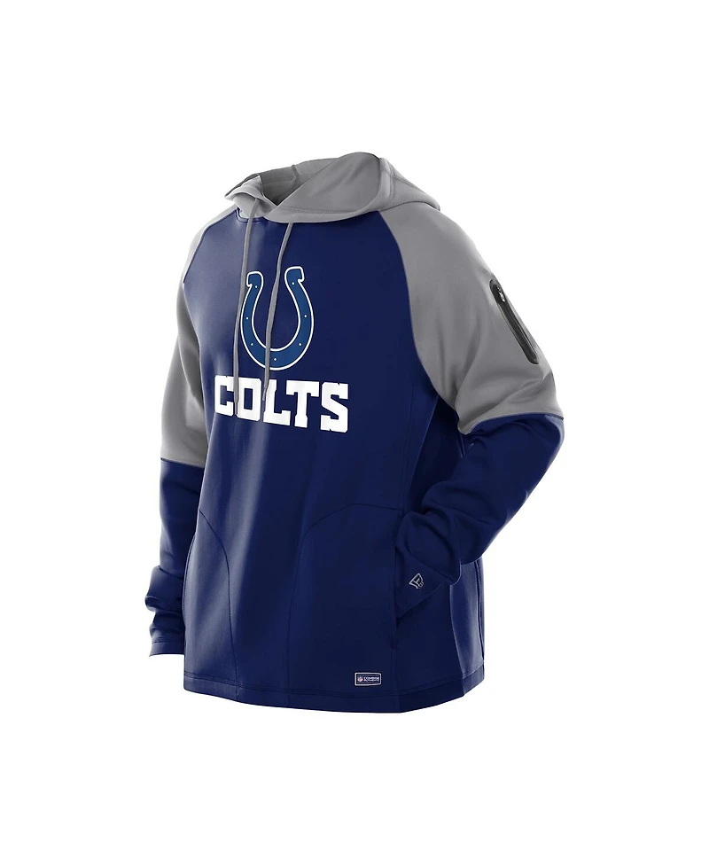 New Era Men's Royal Indianapolis Colts Combine Authentic Color Block Raglan Pullover Hoodie