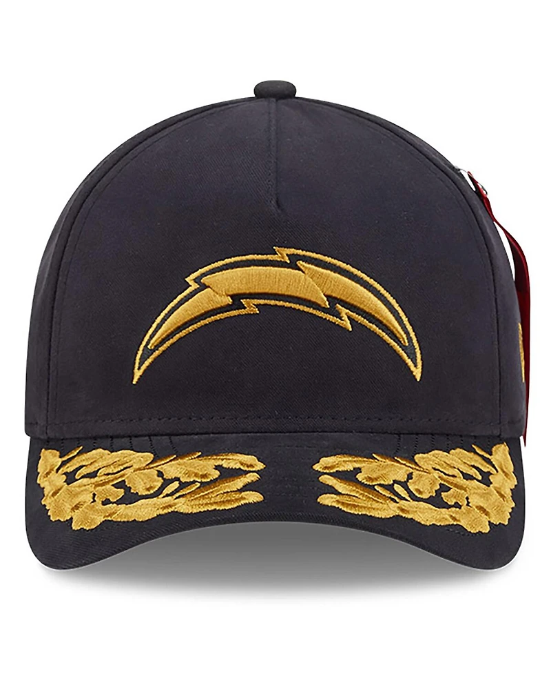 New Era x Alpha Industries Men's Black Los Angeles Chargers A-Frame 9FORTY Adjustable Hat