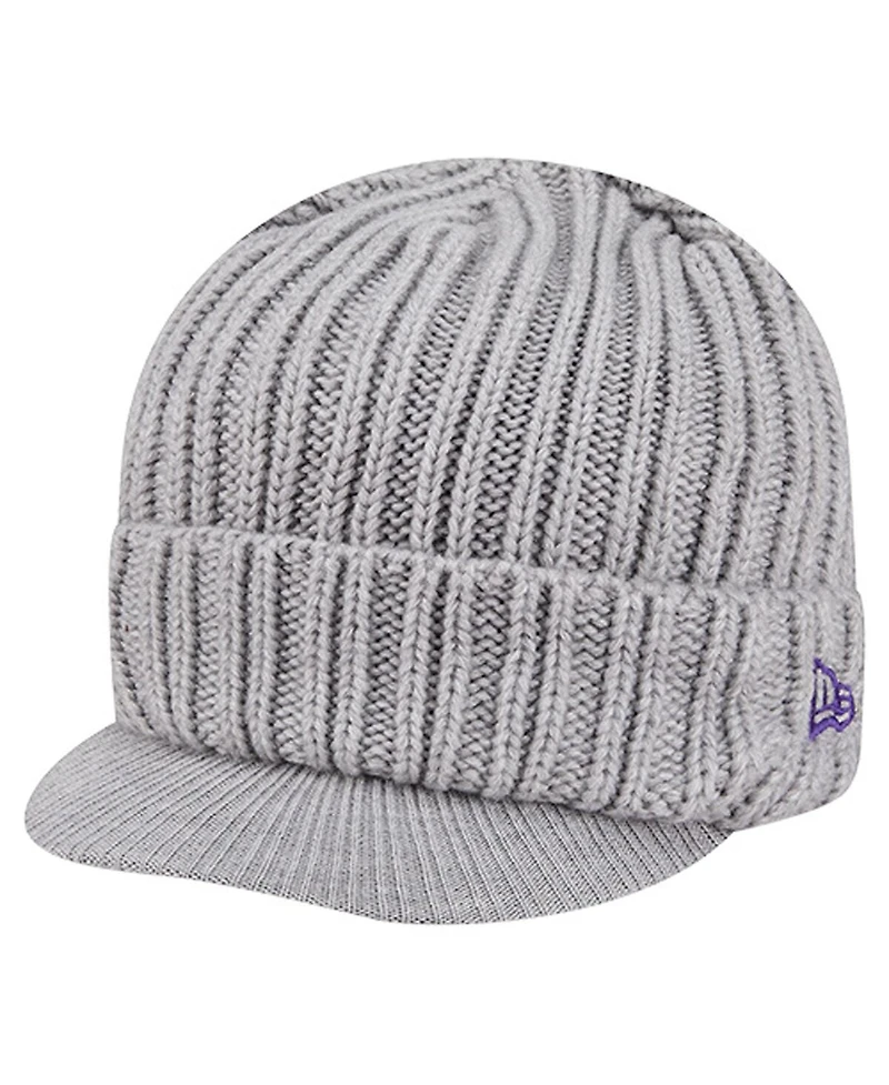 New Era Men's Heather Gray Los Angeles Lakers Cuffed Knit with Visor Hat