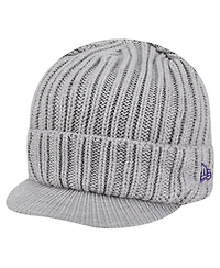New Era Men's Heather Gray Los Angeles Lakers Cuffed Knit with Visor Hat