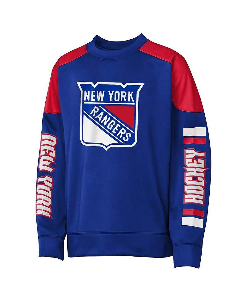 Outerstuff Big Boys and Girls Mika Zibanejad Blue New York Rangers Best Defense Name Number Crewneck Sweatshirt